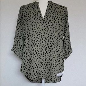 NWT Lush cheetah print split neck blouse